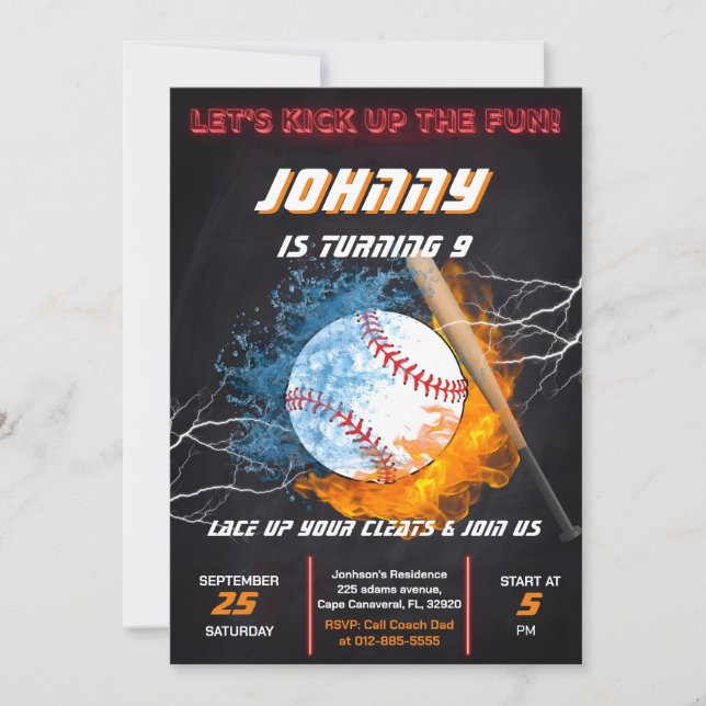 Invitation Modèle d'invitation à l'anniversaire de baseball m (Devant)