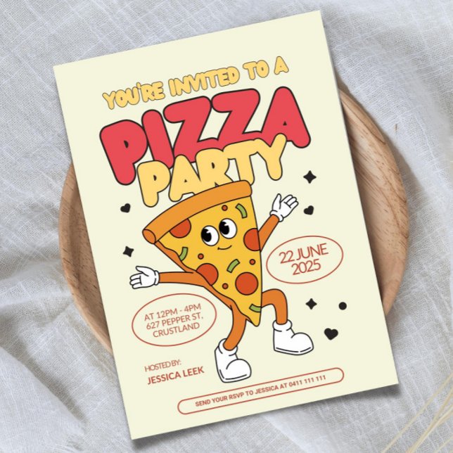 Invitation Modèle d'invitation à l'anniversaire de Pizza, (Créateur téléchargé)