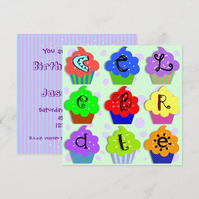 Invitation Modèle d'invitation à une fête d'anniversaire avec (Devant / Derrière)