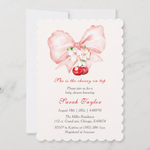 Invitation Modèle d'invitation Baby shower cerisier rose Bow