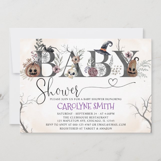 Invitation Modèle d'invitation Baby shower Halloween (Devant)