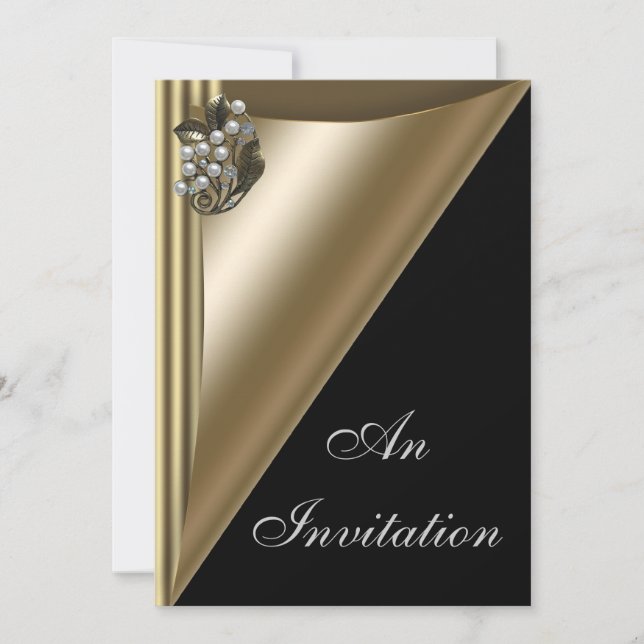 Invitation Modèle d'invitation Black & Gold Event Party (Devant)