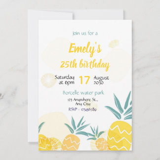 Invitation Modèle d'invitation d'anniversaire à l'ananas invi