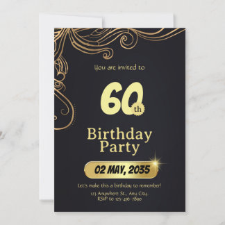 Invitation Modèle d'invitation d'anniversaire élégant 60 ans