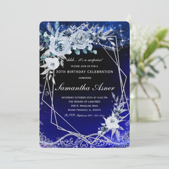 Invitation Modèle d'invitation d'anniversaire surprise (Debout devant)