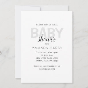 Invitation Modèle d'invitation de Baby shower simple minimali