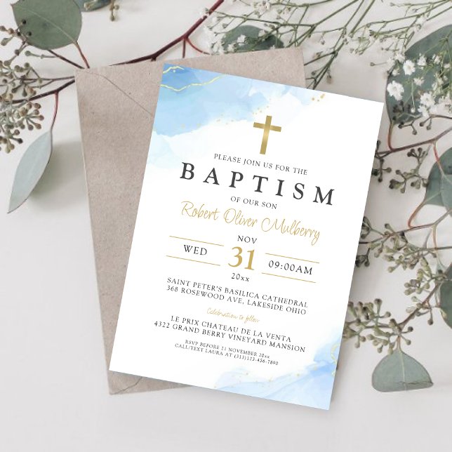 Invitation Modèle d'invitation de baptême moderne Christening (Créateur téléchargé)