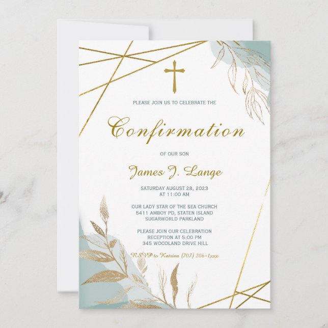 Invitation Modèle d'invitation de confirmation de garçon (Devant)