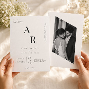 Invitation Modèle d'invitation de mariage au monogramme de lu
