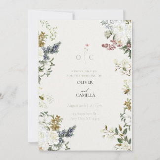 Invitation Modèle d'invitation de mariage botanique à fleurs