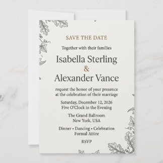 Invitation Modèle d'invitation de mariage botanique minimalis