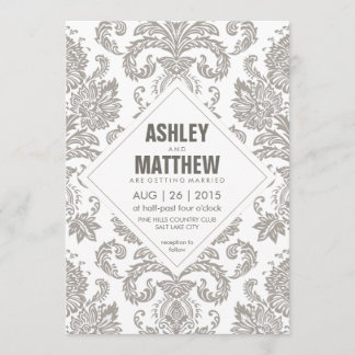 Invitation Modèle d'invitation de Mariage damassé Vintage mod