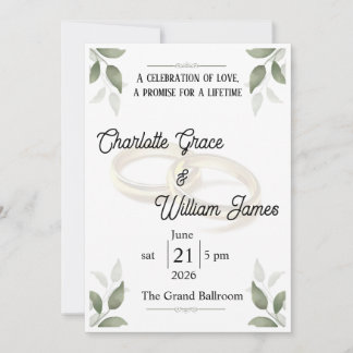 Invitation Modèle d'invitation de mariage de luxe élégant | T