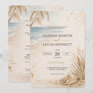 Invitation Modèle d'invitation de mariage de luxe sur la plag