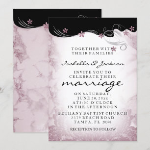 Invitation Modèle d'invitation de mariage en marbre rose mauv