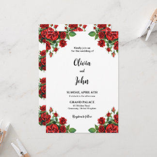Invitation Modèle d'invitation de mariage Fleur de rose, impr