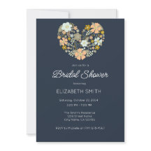 Modèle d'invitation de mariage floral bleu marine