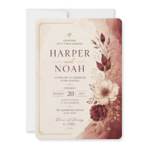 Modèle d'invitation de mariage floral de luxe