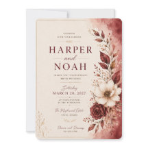 Modèle d'invitation de mariage floral de luxe