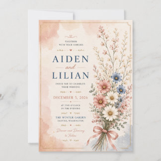 Invitation Modèle d'invitation de mariage floral élégant