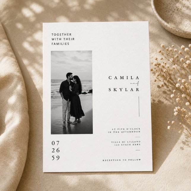 Invitation Modèle d'invitation de mariage minimaliste côtier. (Créateur téléchargé)