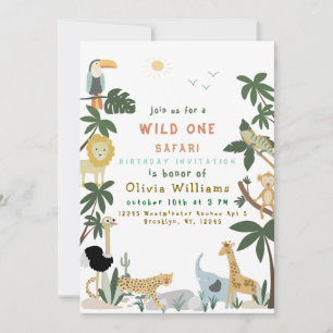Invitation Modèle d'invitation de safari Wild One modifiable