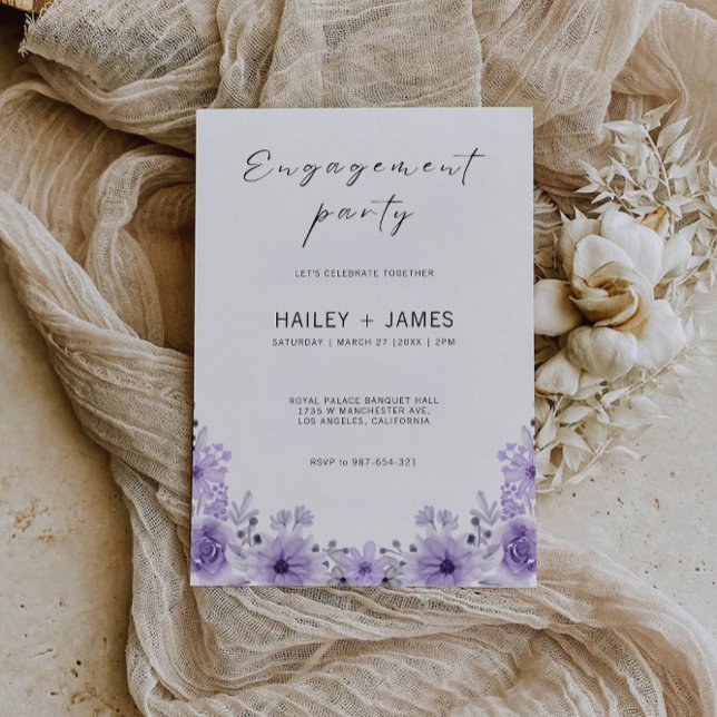 Invitation Modèle d'invitation Fiançailles violet (Purple Engagement Invitation Template)