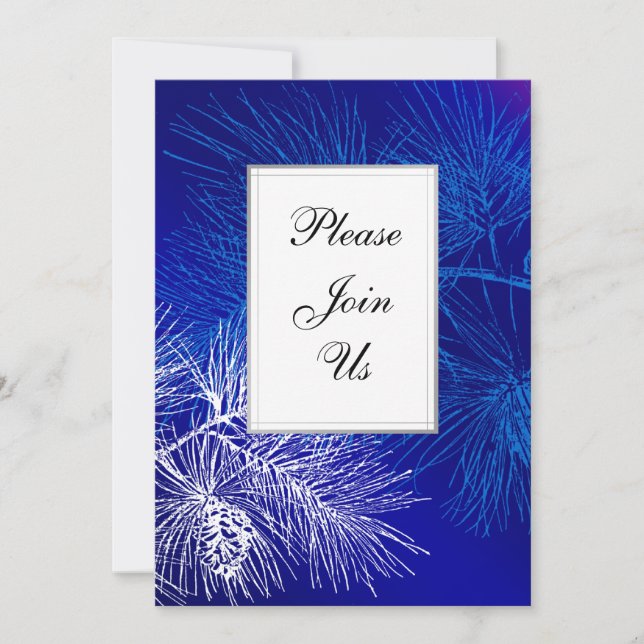 Invitation Modèle d'invitation personnalisé de pin bleu et bl (Devant)