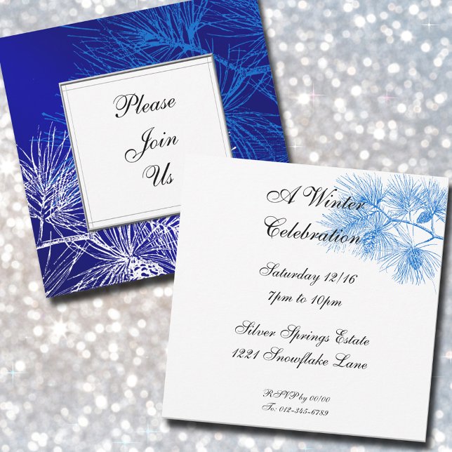 Invitation Modèle d'invitation personnalisé de pin bleu et bl (Créateur téléchargé)
