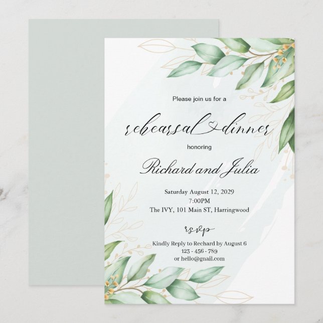 Invitation Modèle d'invitation pour le dîner de répétition d' (Devant / Derrière)