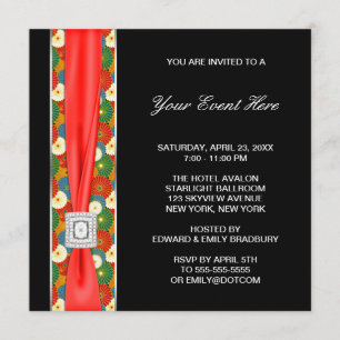 Invitation Modèle d'invitation pour toutes occasions Noir Rou