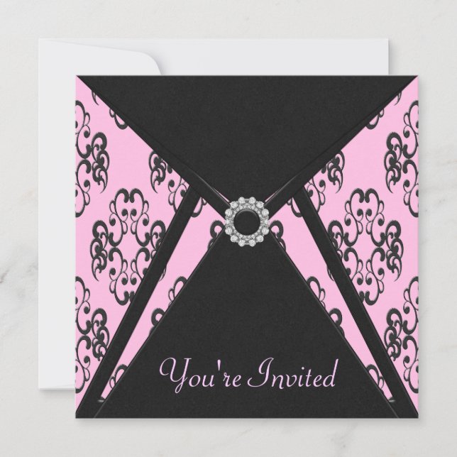 Invitation Modèle d'invitation toutes Occasion rose noir Dama (Devant)
