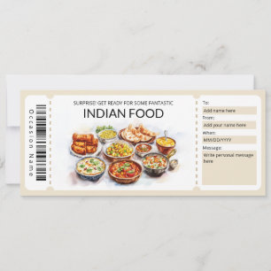Invitation Modèle du bon-cadeau alimentaire indien modifiable