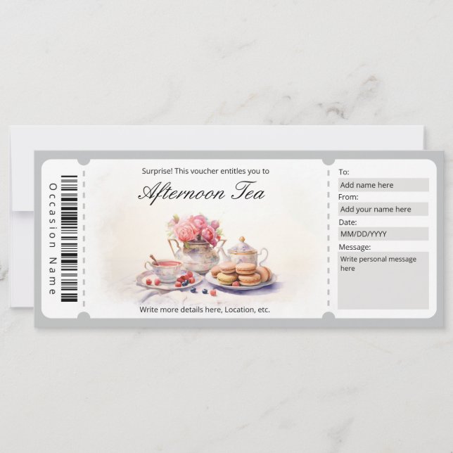 Invitation Modèle du bon de thé pour aquarelle surprise après (Devant)