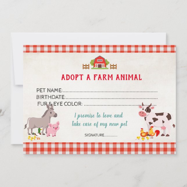 Invitation modèle du certificat d'adoption des animaux de fer (Devant)