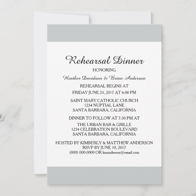 Invitation Modèle du dîner de répétition (Devant)