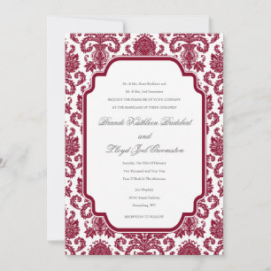 Invitation Modèle du modèle Damask Mariage de Bourgogne