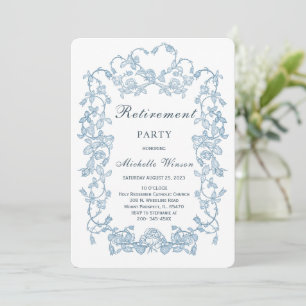 Invitation Modèle du parti de retraite bleu vintage