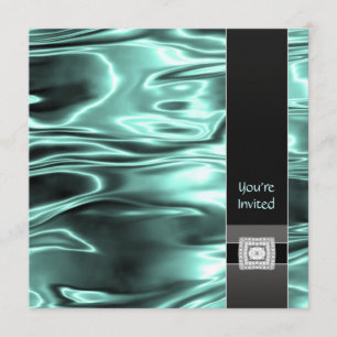 Invitation Modèle du parti Turquoise Turquoise Blue Black Sat