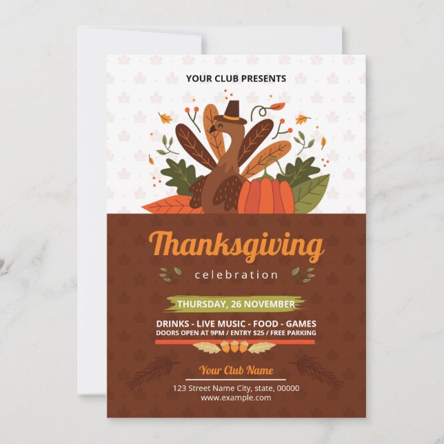 Invitation Modèle du prospectus de fête de Thanksgiving (Devant)