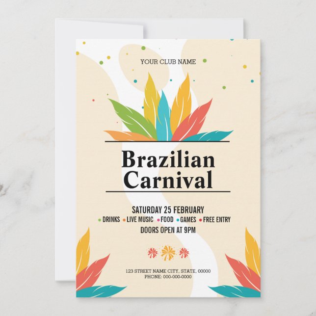 Invitation Modèle du prospectus de la fête du Carnaval (Devant)
