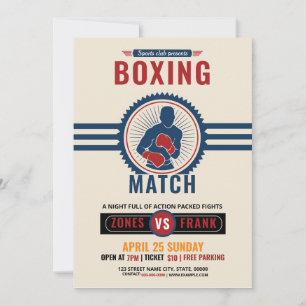 Invitation Modèle du tournoi de boxe