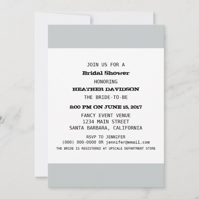 Invitation Modèle Fête des mariées (Devant)