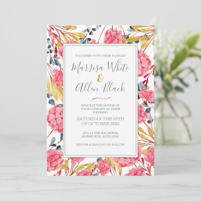 Invitation Modèle floral rose clair (Debout devant)