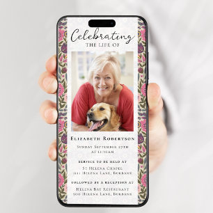 Invitation Modèle Floral vintage Photo Funéraire Evite numéri