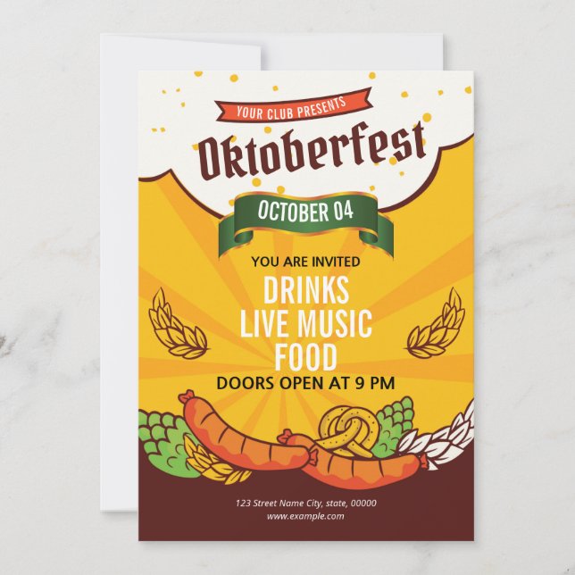 Invitation Modèle Flyer de l'Oktoberfest (Devant)
