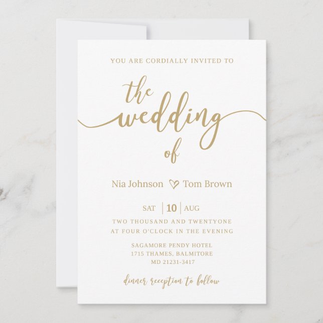 Invitation Modèle Gold & White (Devant)