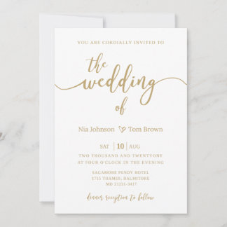 Invitation Modèle Gold & White