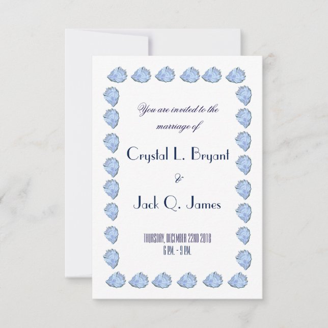 Invitation Modèle Mariage Blue Oyster (Devant)