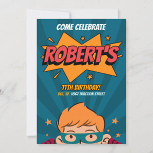Invitation Modèle modifiable Style bande dessinée Superhero A